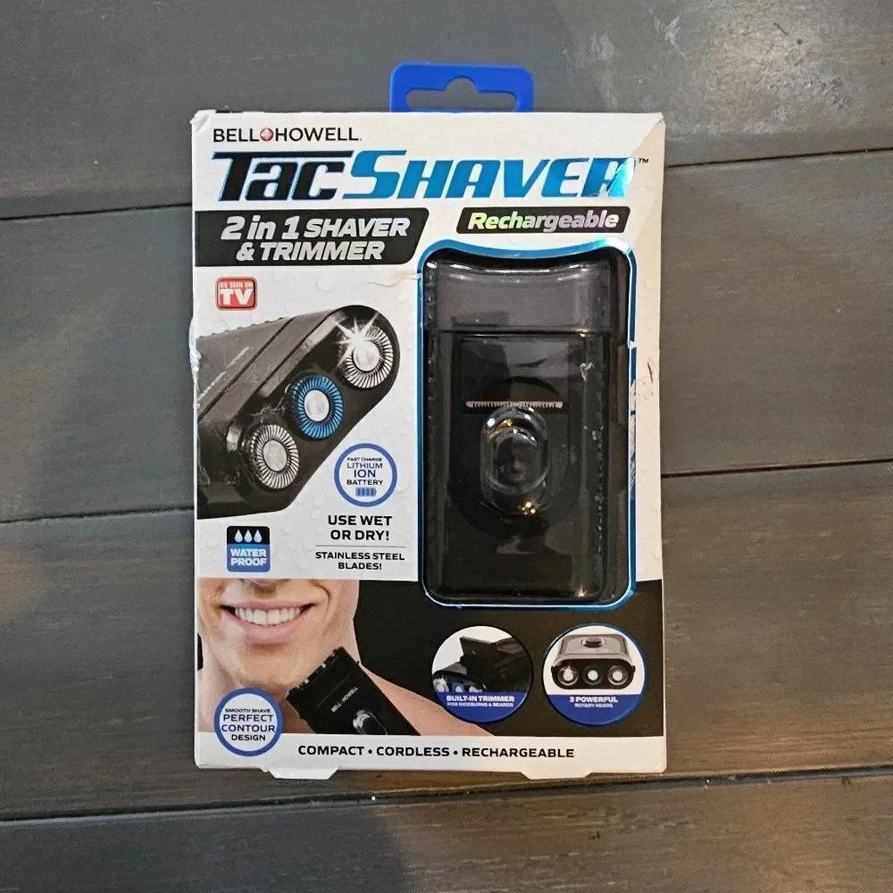 Bell + Howell Black 2 In 1 Compact Rechargeable Tac Shaver & Trimmer
